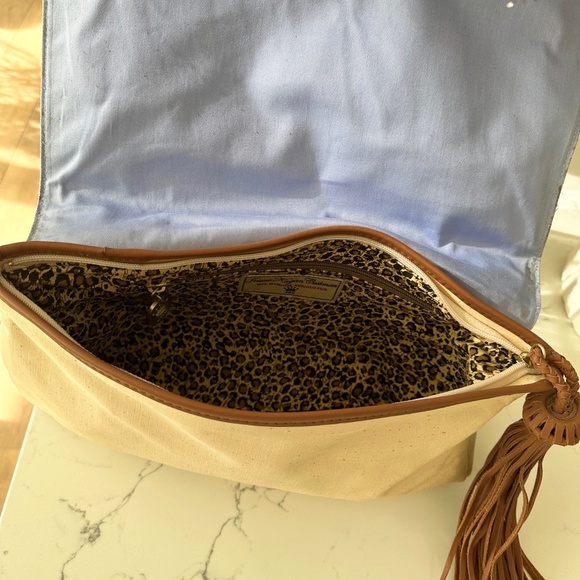 Vintage 🇺🇸 JESSICA KAGAN CUSHMAN Canvas Clutch Handbag American Flag Patriotic - Picture 8 of 11